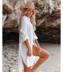 Calm Waters Cover-Up Shirt Dress - Off White