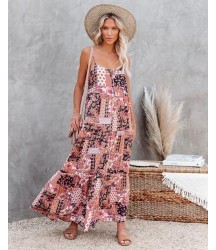 Cabello Patchwork Tiered Maxi Dress