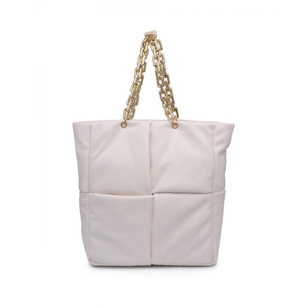 Unfold Padded Chain Tote Bag - Ivory