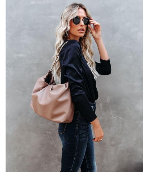 Elegance Slouchy Chain Handbag - Putty