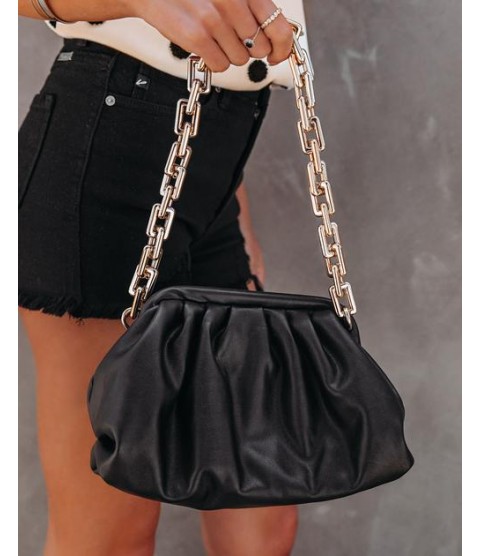 Chic Crossbody Chain Pouch Bag - Black