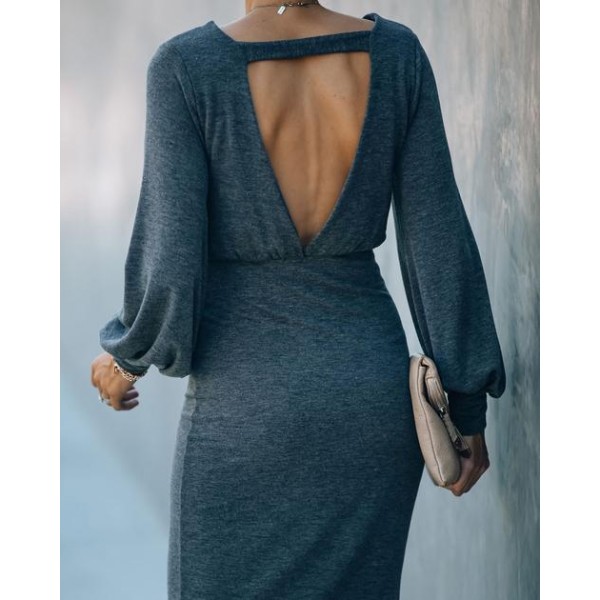 Work From Home Knit Dress - Charcoal - FINAL SALE