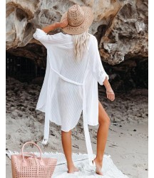 Calm Waters Cover-Up Shirt Dress - Off White