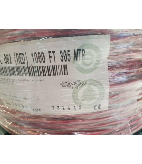 1000' Belden 6220UL 16 AWG 2C Solid FLRST FLRST Red Commercial Application Cable