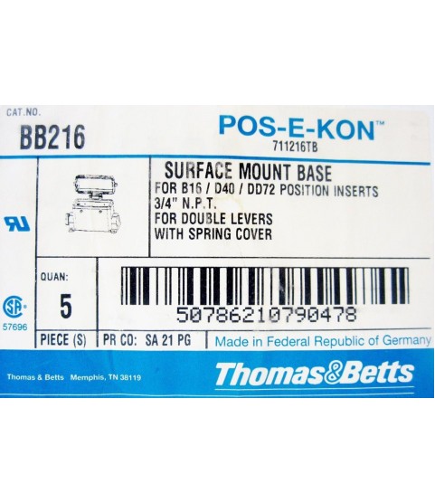 *BOX* THOMAS AND BETTS BB216 SURFACE MOUNT BASES W/FITTINGS - NEW SURPLUS